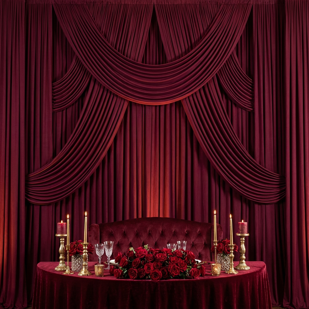 Spandex 4-way Stretch Drape Curtain 12ft H x 60" W - Burgundy - CV Linens