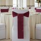 Lifestyle_Front_Burgundy Standard Satin Chair Sash Size: 6 X 108 in