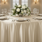 Lifestyle_Front_Champagne Satin Round Tablecloth Size: 132 in