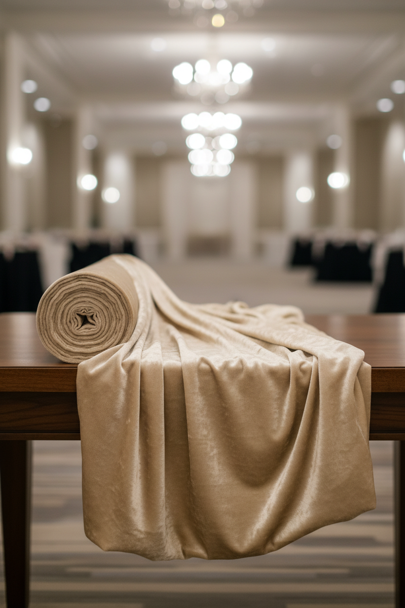 Lifestyle_Front_Champagne Velvet Fabric Roll Size: 10 Yards