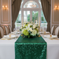 Lifestyle_Front_Emerald Green Glitz Sequin Table Runner Size: 12-13 X 108 in