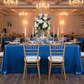 Lifestyle_Front_Royal Blue Satin Rectangular Tablecloth Size: 90 X 132 in