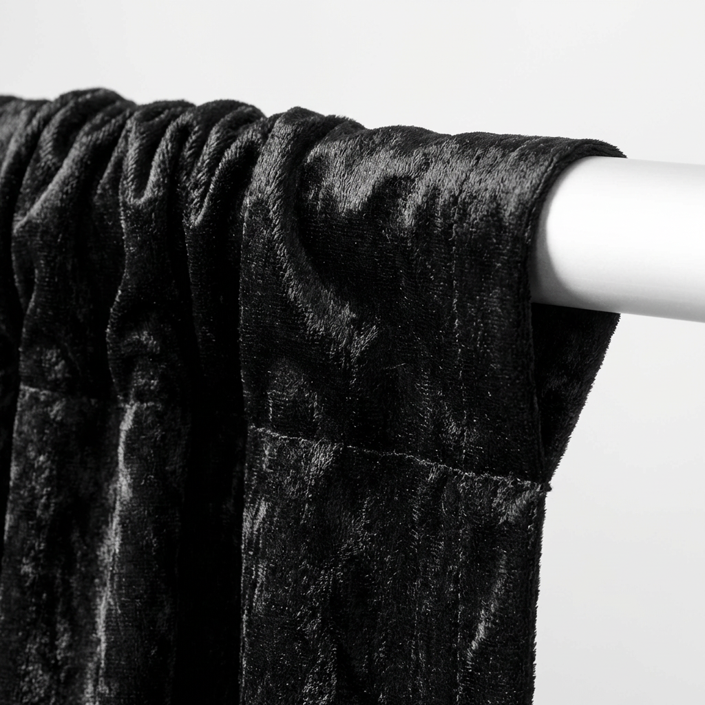 Velvet 12ft H x 52" W Drape/Backdrop Curtain Panel - Black - CV Linens
