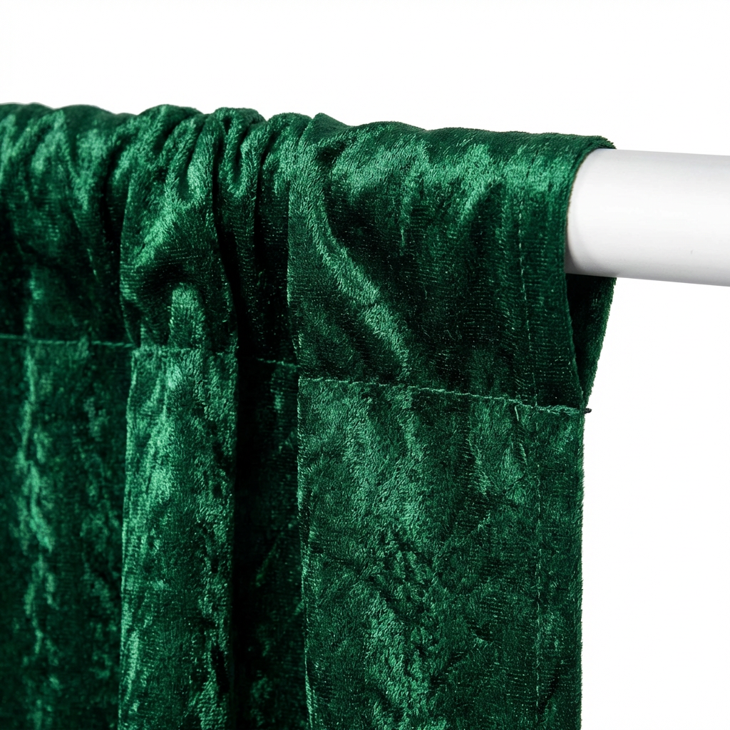 Velvet 12ft H x 52" W Drape/Backdrop Curtain Panel - Emerald Green - CV Linens
