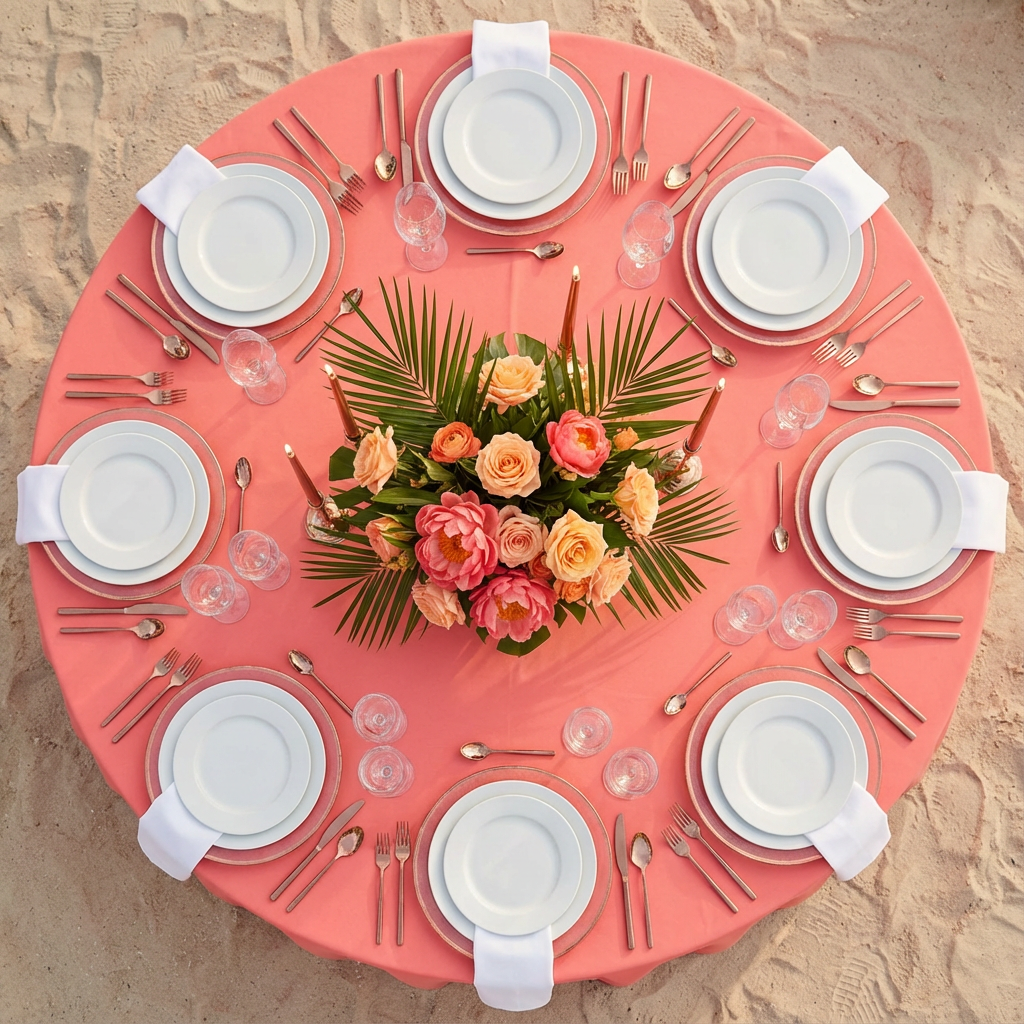 Coral Premium Polyester 108" Round Tablecloth | Wedding | Event | Wholesale by CV Linens