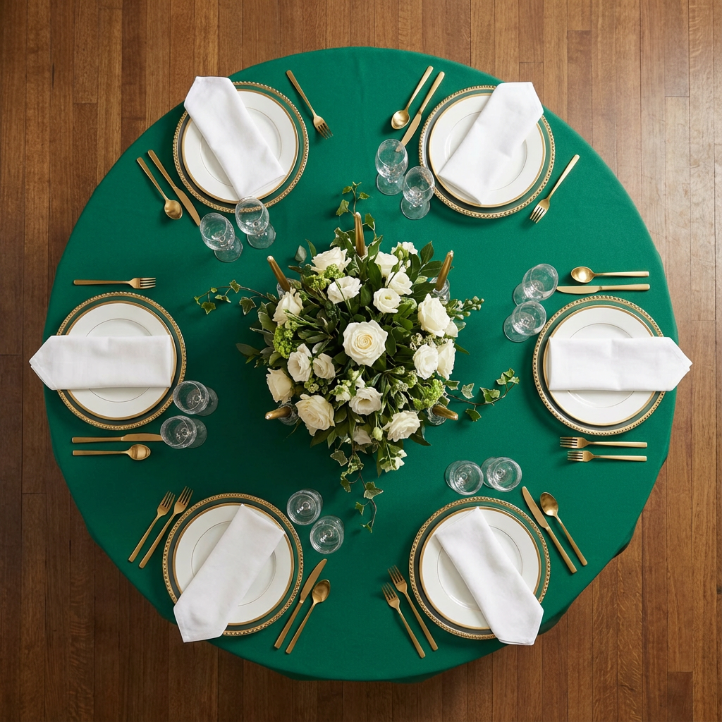 Emerald Green Premium Polyester 108" Round Tablecloth | Wedding | Event | Wholesale by CV Linens