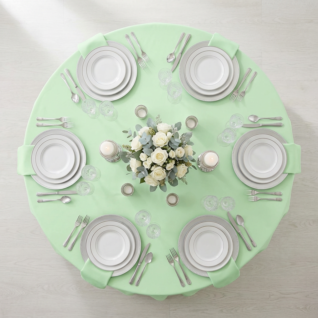 Premium Polyester 108" Round Tablecloth - Mint Green - CV Linens