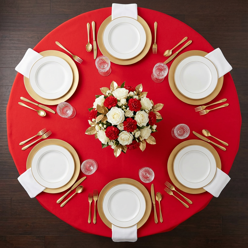 Premium Polyester 108" Round Tablecloth - Red - CV Linens