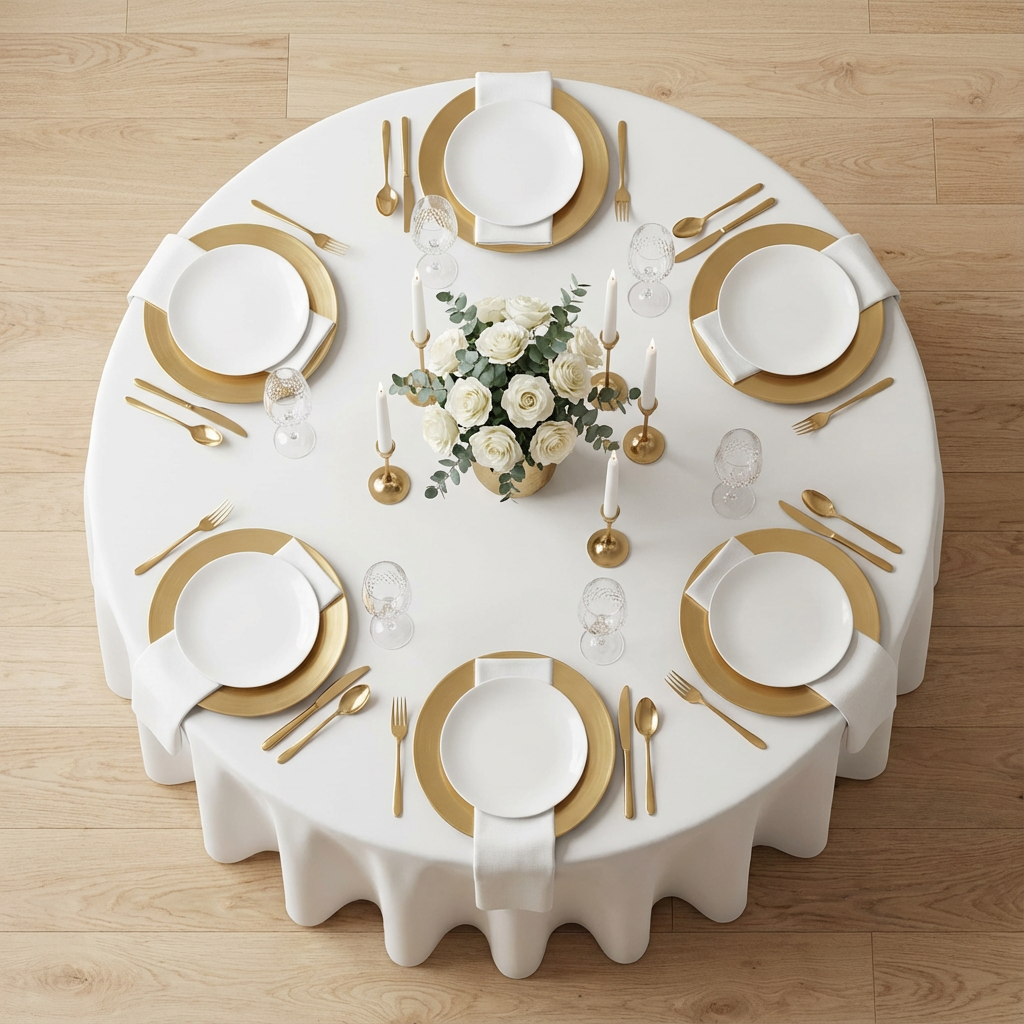 White Premium Polyester 108" Round Tablecloth | Wedding | Event | Wholesale by CV Linens