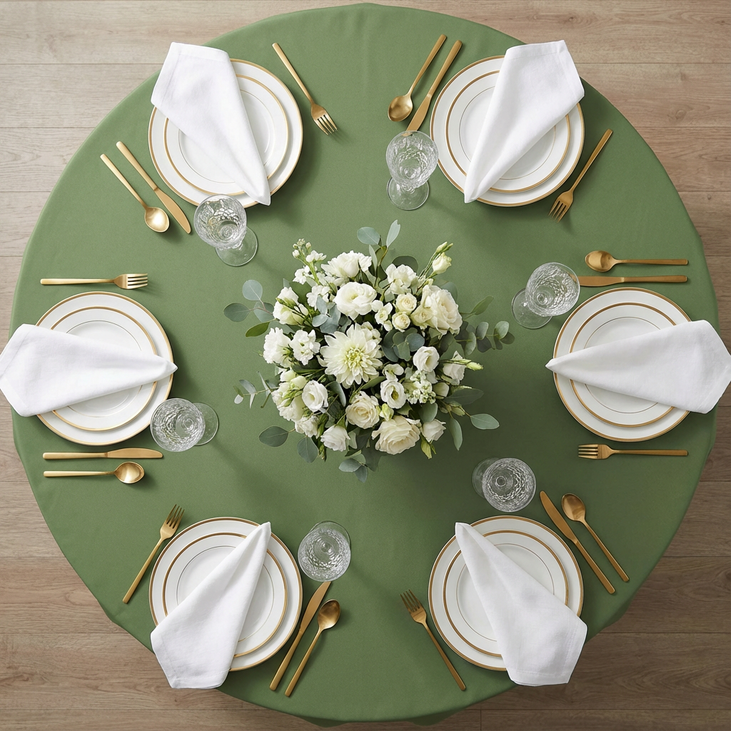 Willow Green Premium Polyester 108" Round Tablecloth | Wedding | Event | Wholesale by CV Linens