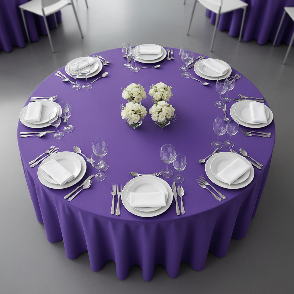 Purple Premium Polyester 120" Round Tablecloth | Wedding | Event | Wholesale by CV Linens