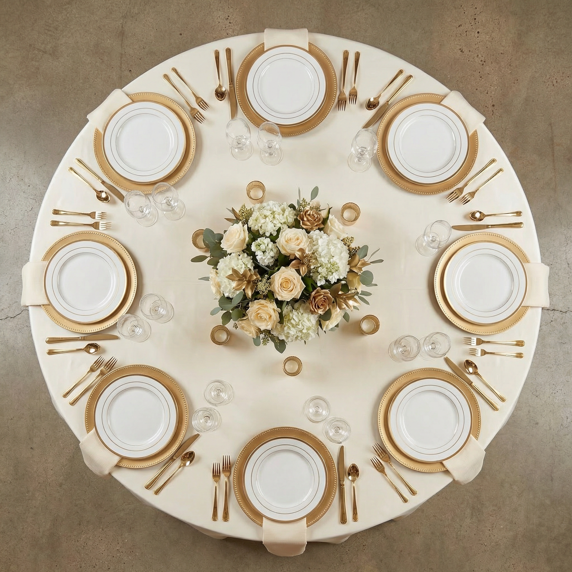 Lamour Satin 120" Round Tablecloth - Ivory - CV Linens