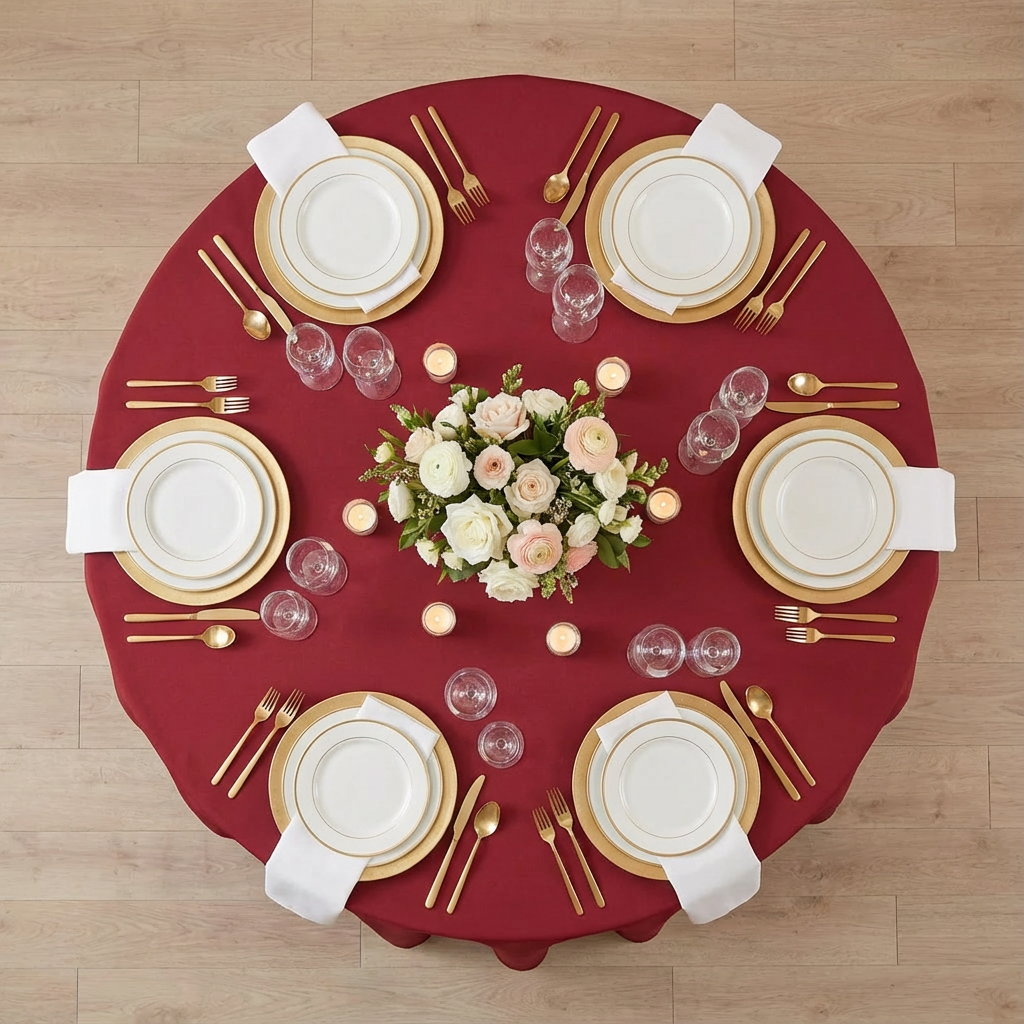 Apple Red Premium Polyester 120" Round Tablecloth | Wedding | Event | Wholesale by CV Linens
