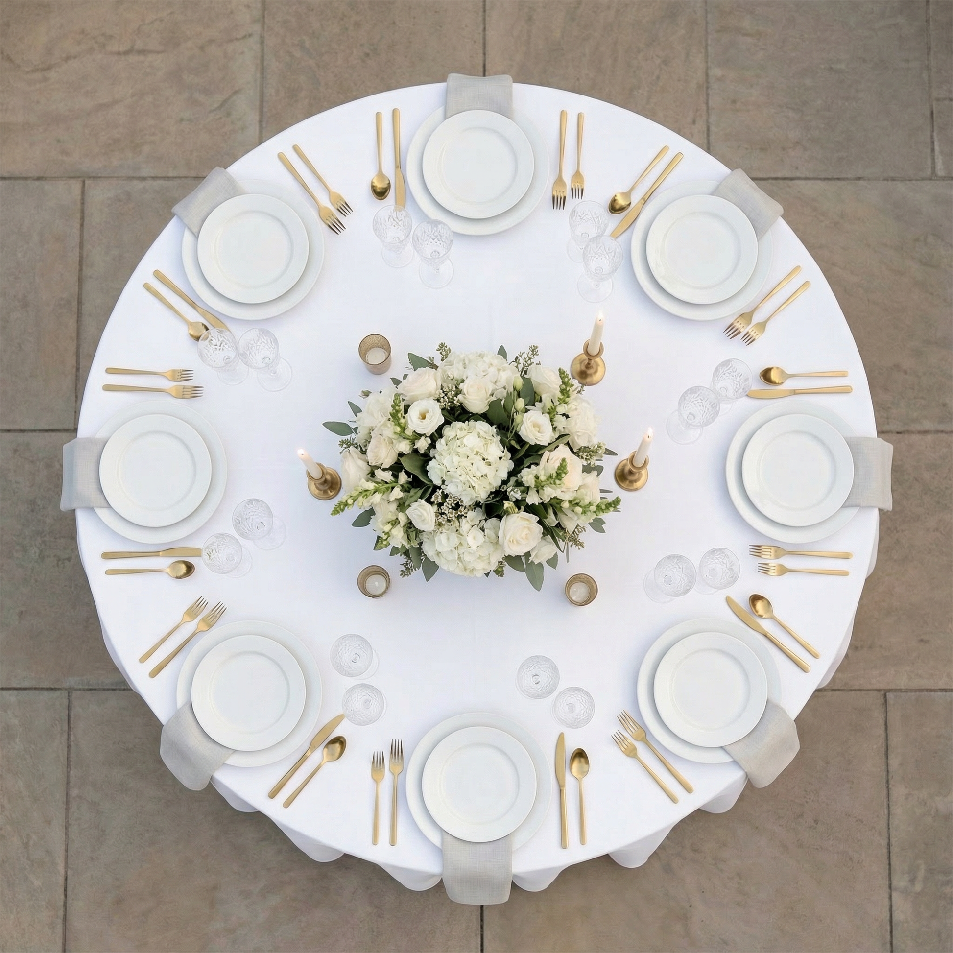 Scuba 120" Round Tablecloth - White - CV Linens