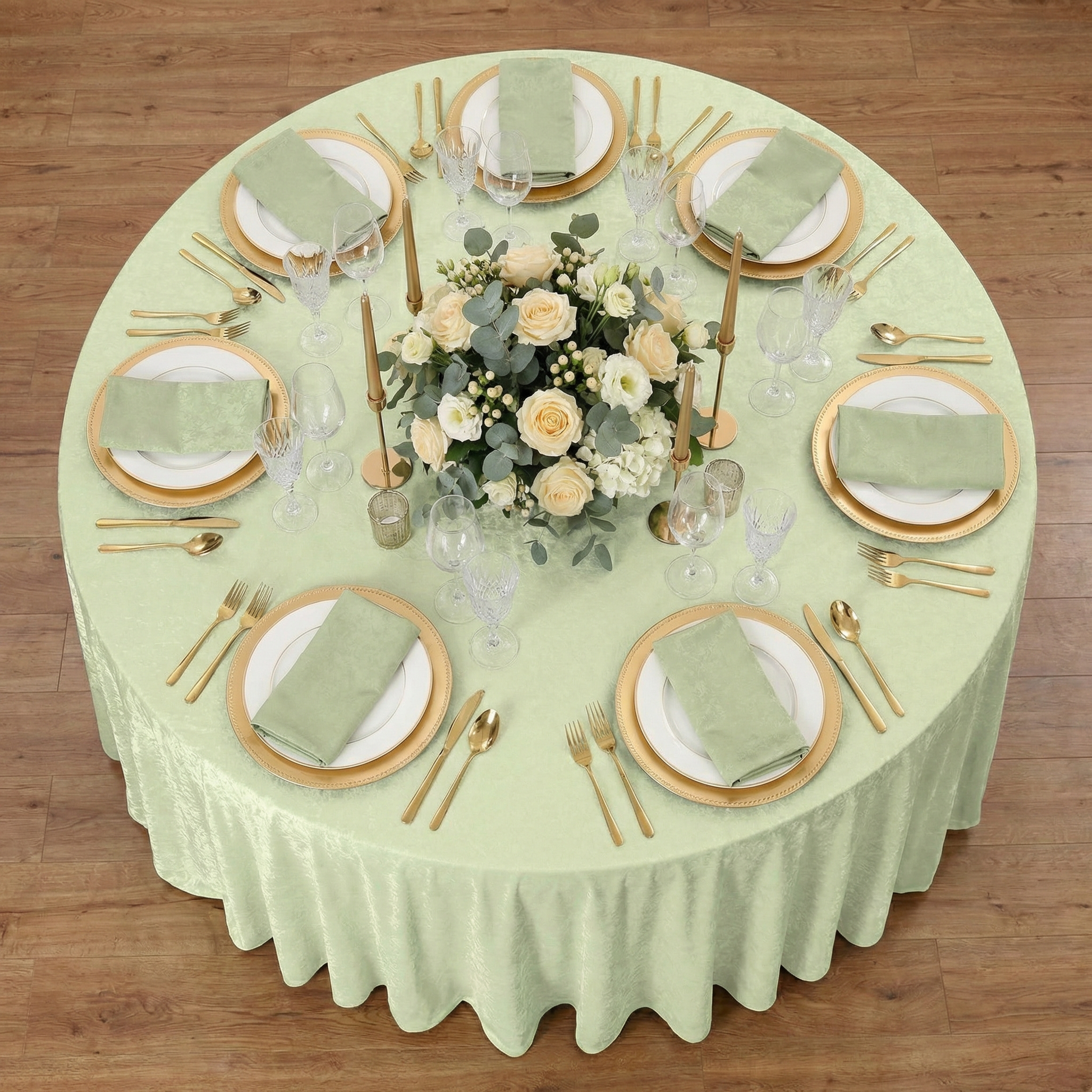Velvet 120" Round Tablecloth - Sage Green - CV Linens