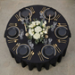 Lamour Satin 132" Round Tablecloth - Black - CV Linens