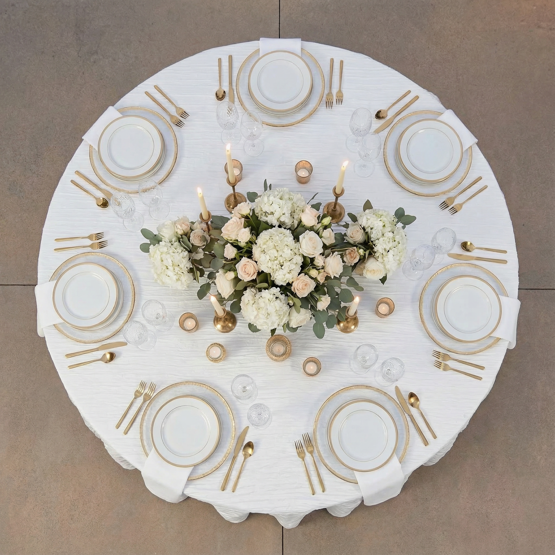 Accordion Crinkle Taffeta 132" Round Tablecloth - White - CV Linens