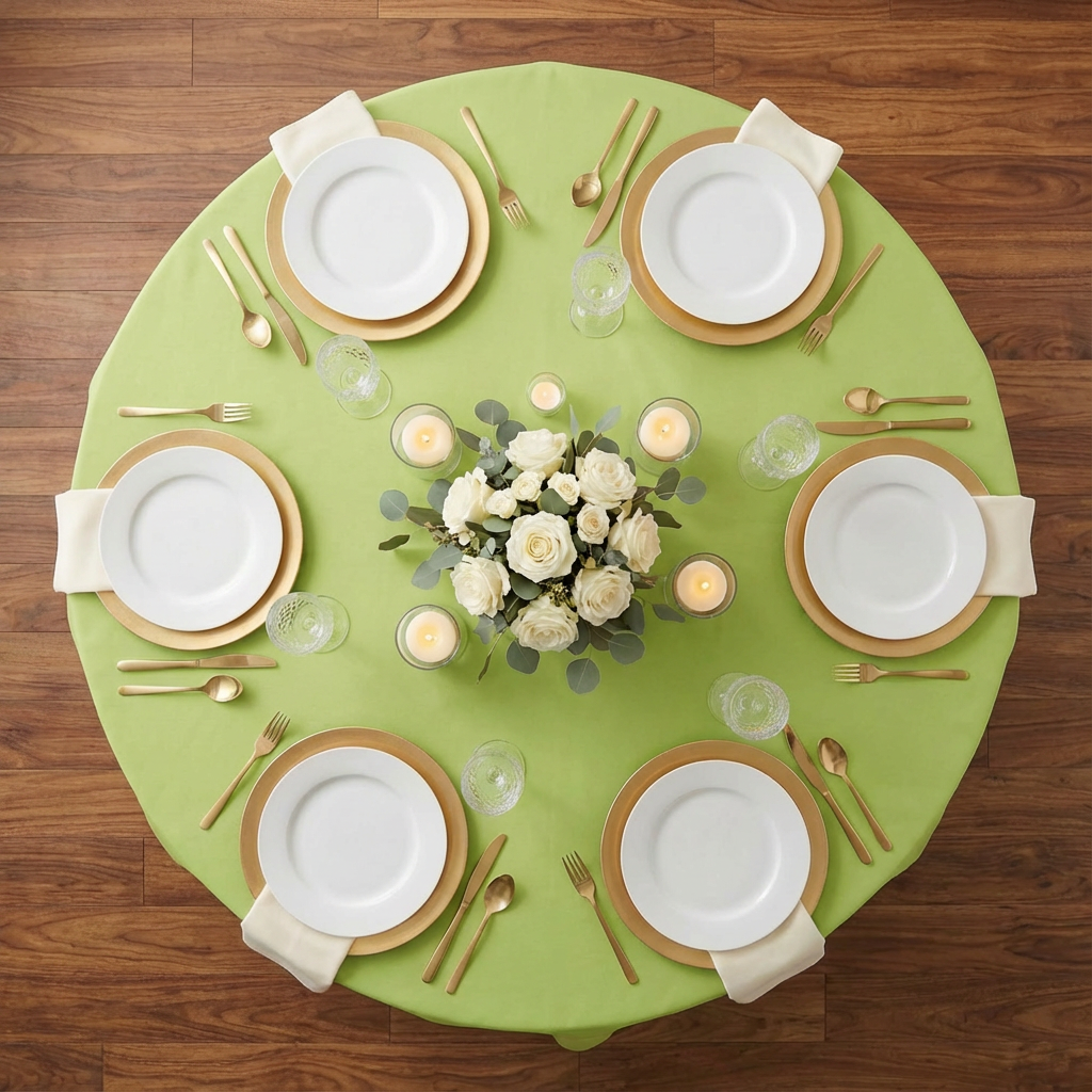 Apple Green Premium Polyester 132" Round Tablecloth | Wedding | Event | Wholesale by CV Linens
