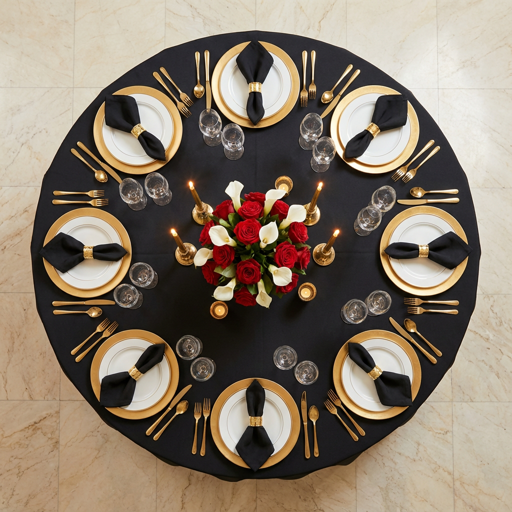 Black Economy Polyester 132" Round Tablecloth | Wedding | Event | Wholesale by CV Linens