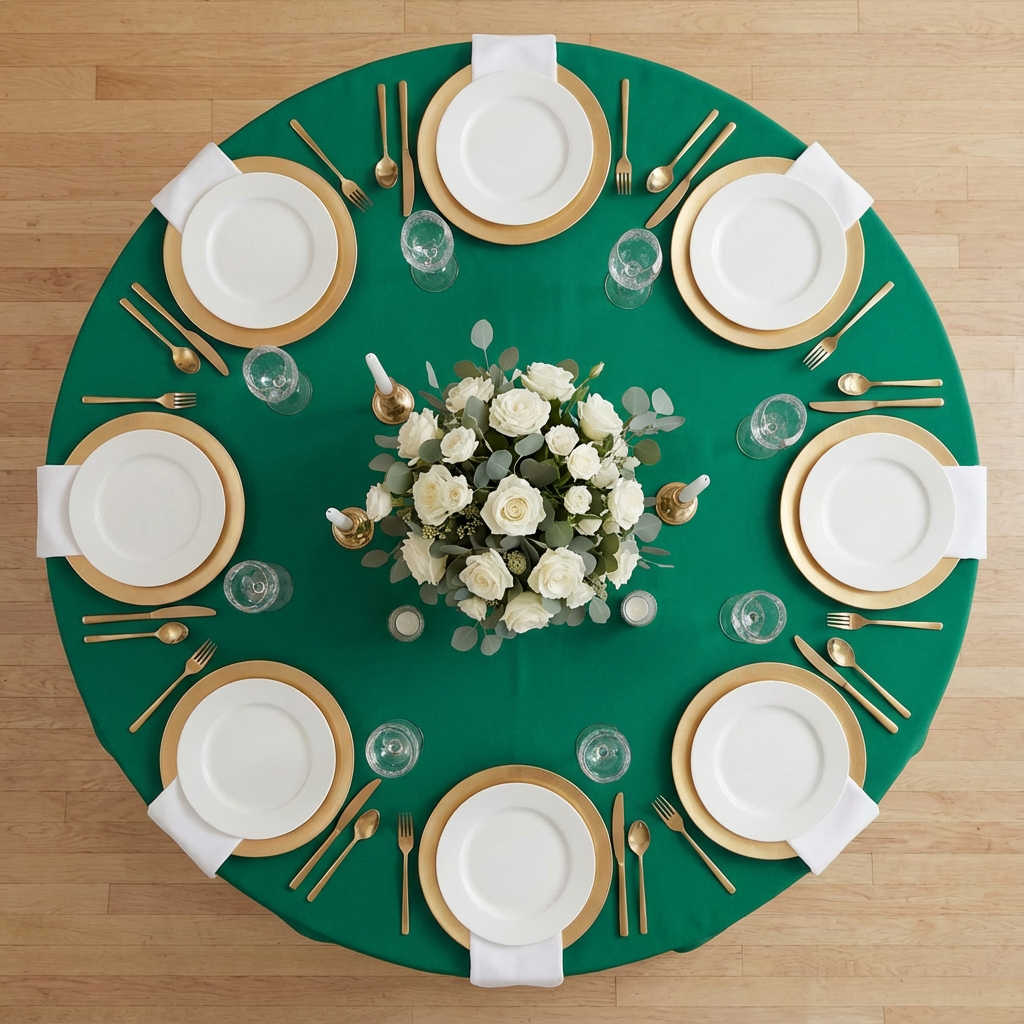 Emerald Green Round Premium Polyester Tablecloth Size: 132 in | Wedding | Event | Wholesale by CV Linens