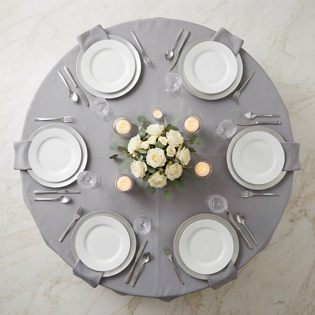 Gray/Silver Economy Polyester 132" Round Tablecloth | Wedding | Event | Wholesale by CV Linens