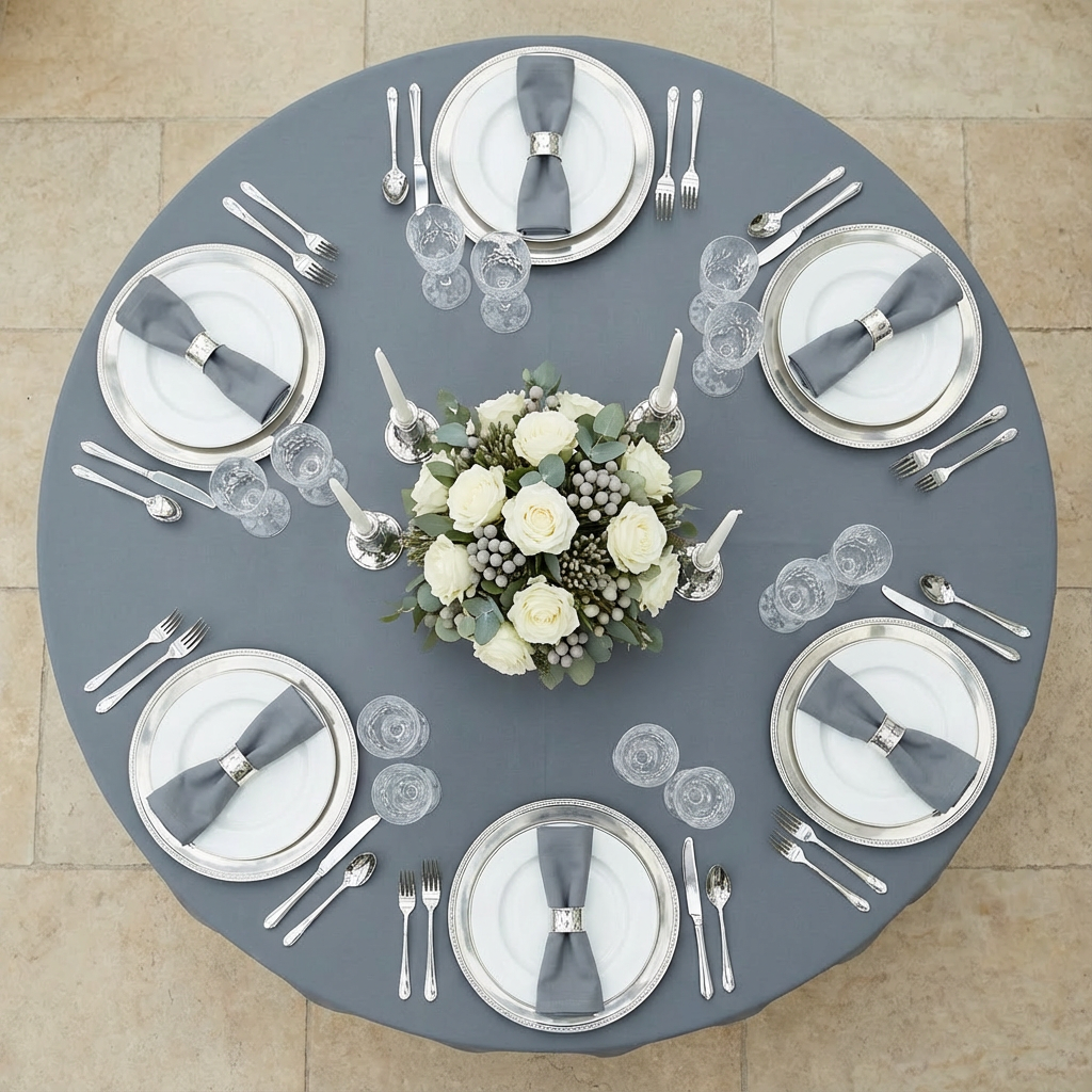 Dark Gray/Pewter Round Premium Polyester Tablecloth Size: 132 in | Wedding | Event | Wholesale by CV Linens