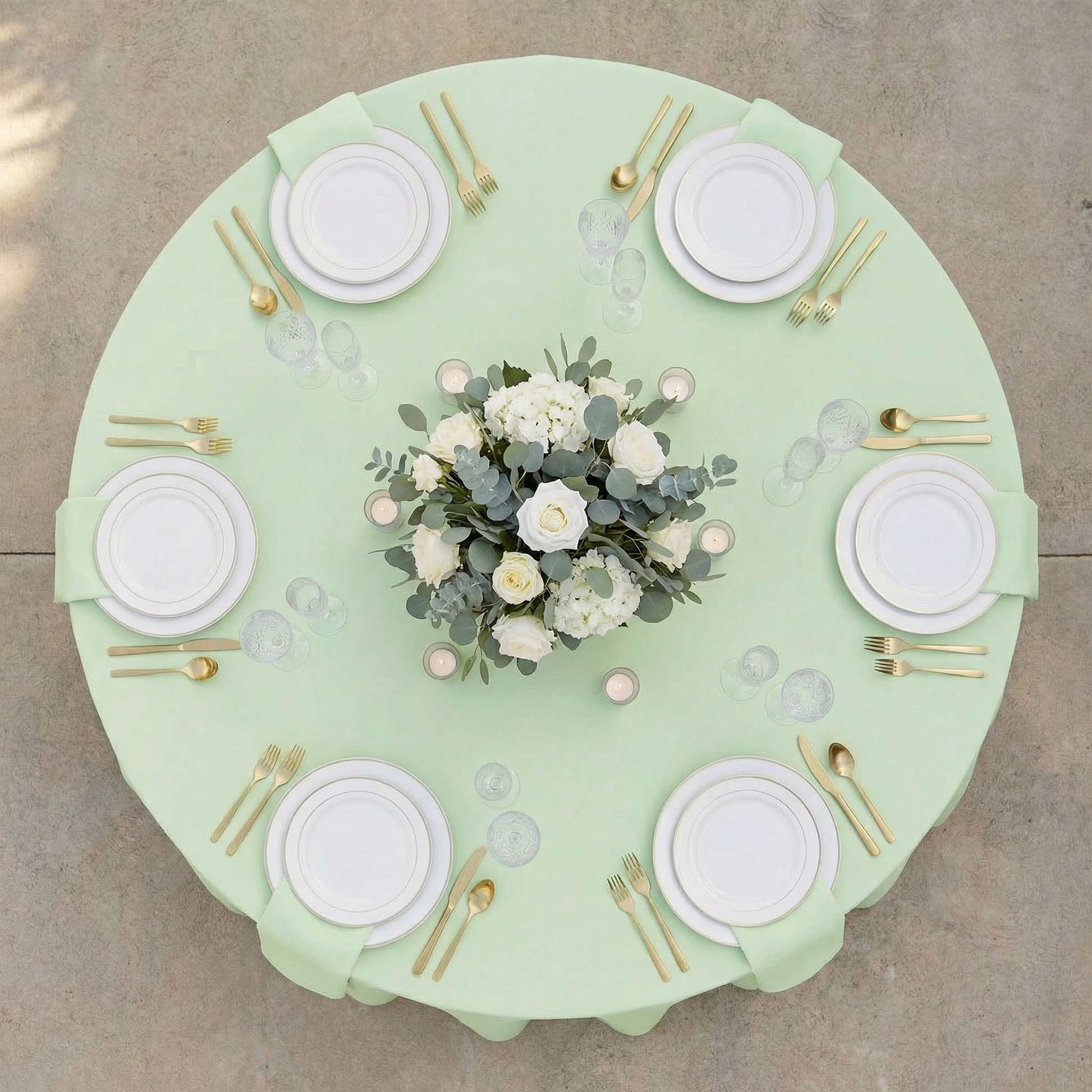 Sage Green Premium Polyester Round Tablecloth Size: 108 in | Wedding | Event | Wholesale by CV Linens