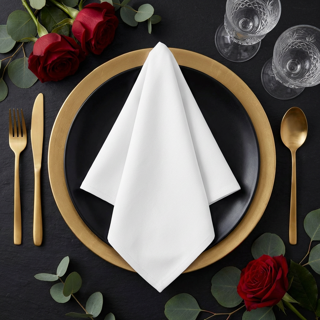 17"x17" Premium Polyester Napkin - White - CV Linens