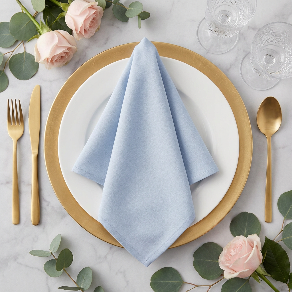 Premium Polyester Napkin 20"x20" - Dusty Blue - CV Linens
