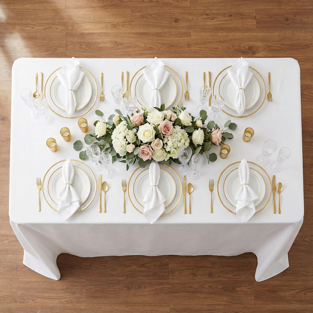 90"x132" Rectangular Oblong Premium Polyester Tablecloth - White - CV Linens