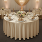 Lifestyle_Top_Champagne Lamour Satin Round Tablecloth Size: 120 in tablecloth