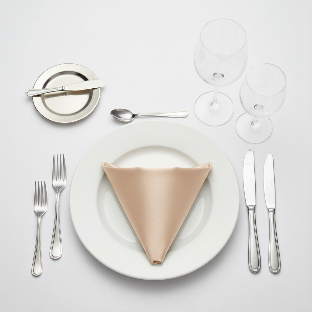 Lifestyle_Top_Champagne Satin Napkin Size: 20 X 20 in