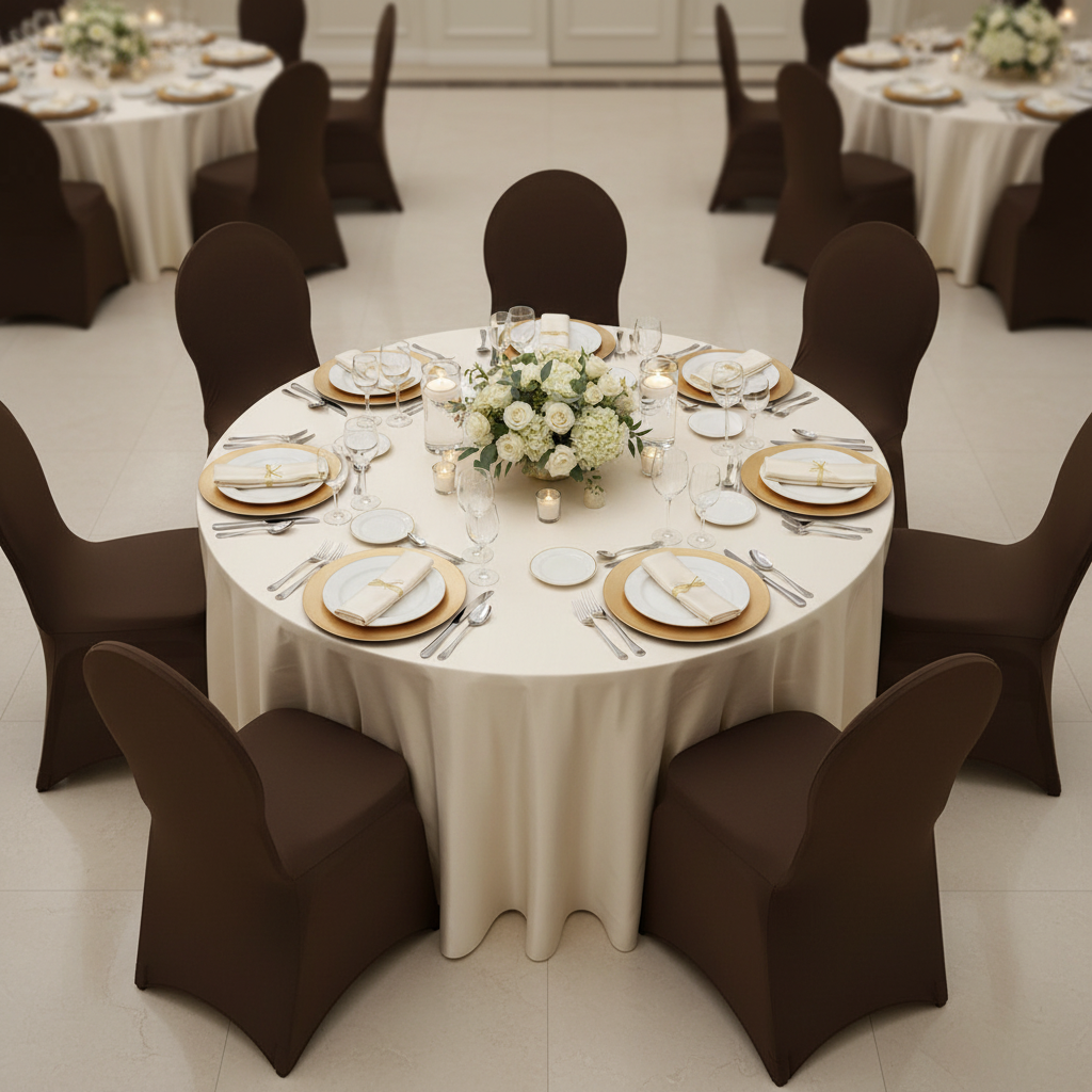 Lifestyle_Top_Chocolate Brown Spandex Banquet Chair Cover
