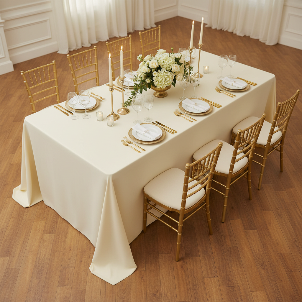 Ivory Premium Polyester King 108”x156” Rectangular Tablecloth - CV