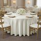 Lifestyle_Top_Ivory Satin Round Tablecloth Size: 132 in