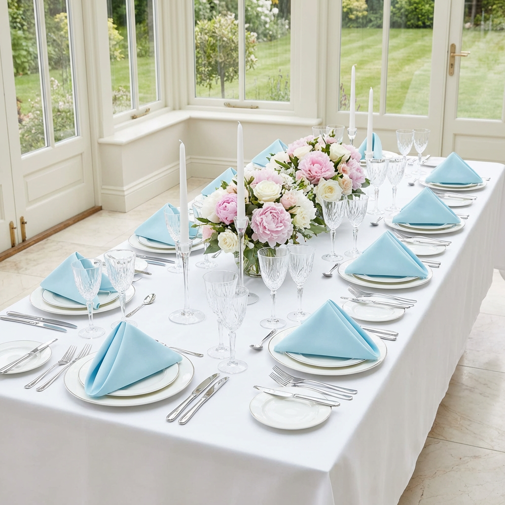 Premium Polyester Napkin 20"x20" - Baby Blue - CV Linens