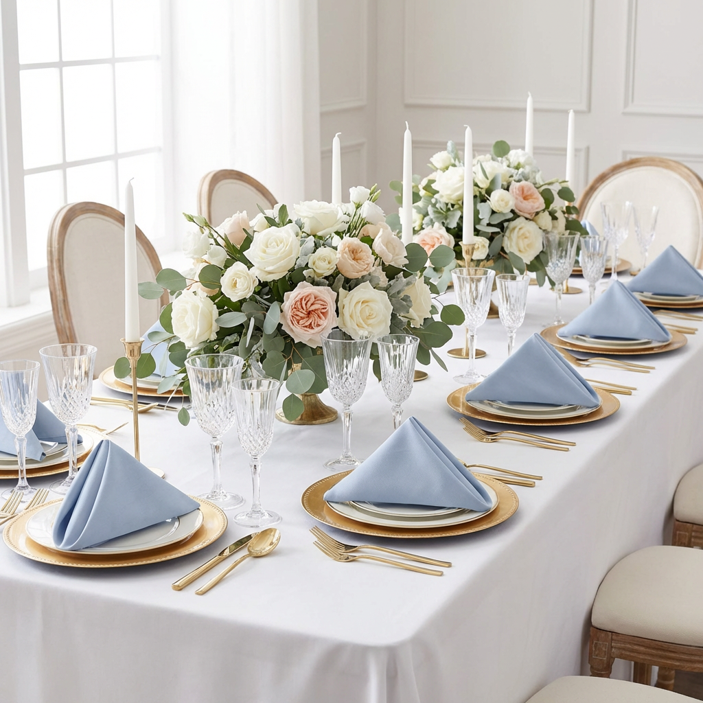 Premium Polyester Napkin 20"x20" - Dusty Blue - CV Linens