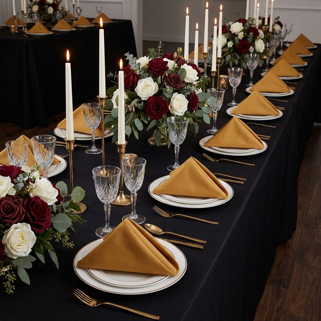 Premium Polyester Napkin 20"x20" - Gold - CV Linens