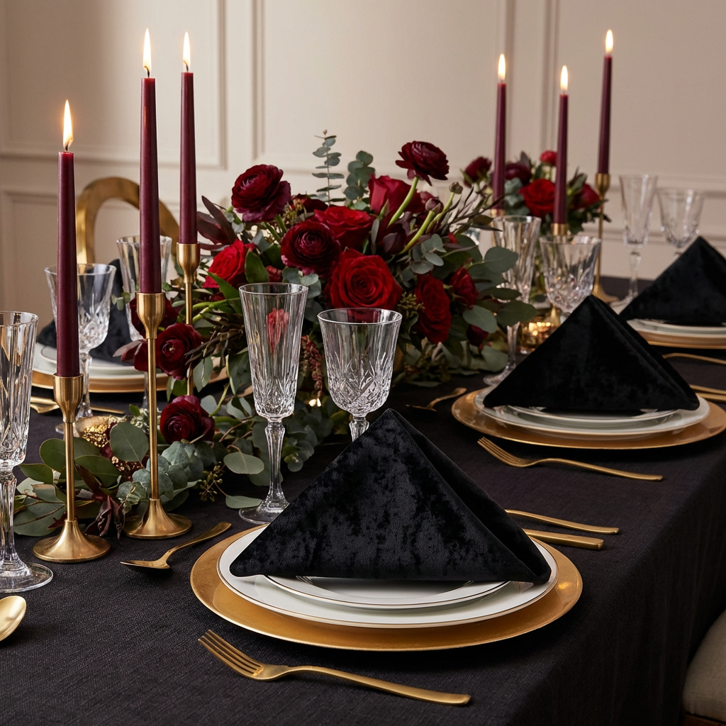 Velvet 20"x20" Linen Napkin - Black - CV Linens