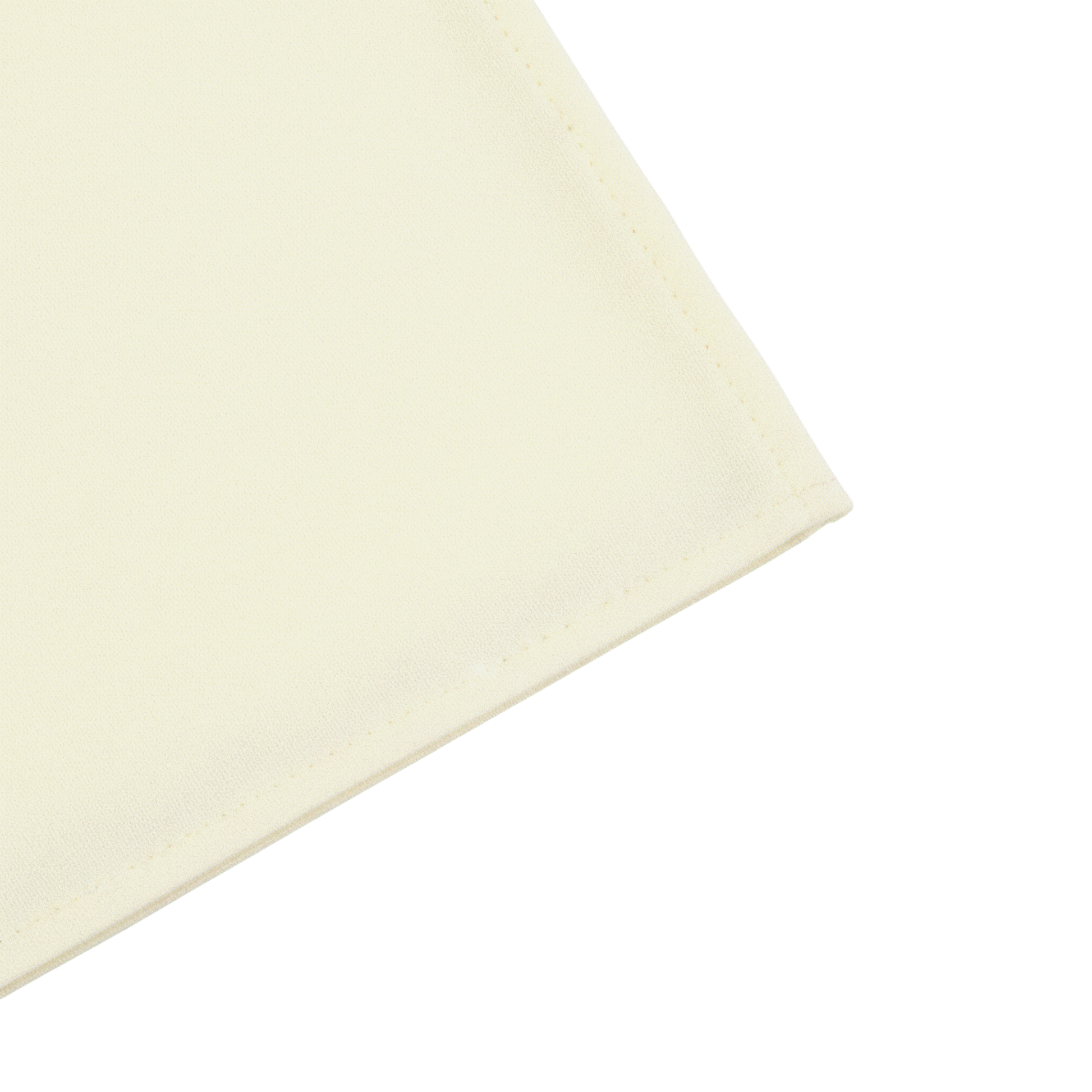 90"x156" Rectangular Premium Polyester Tablecloth (Square Corners) Light Ivory/Off White corner close up