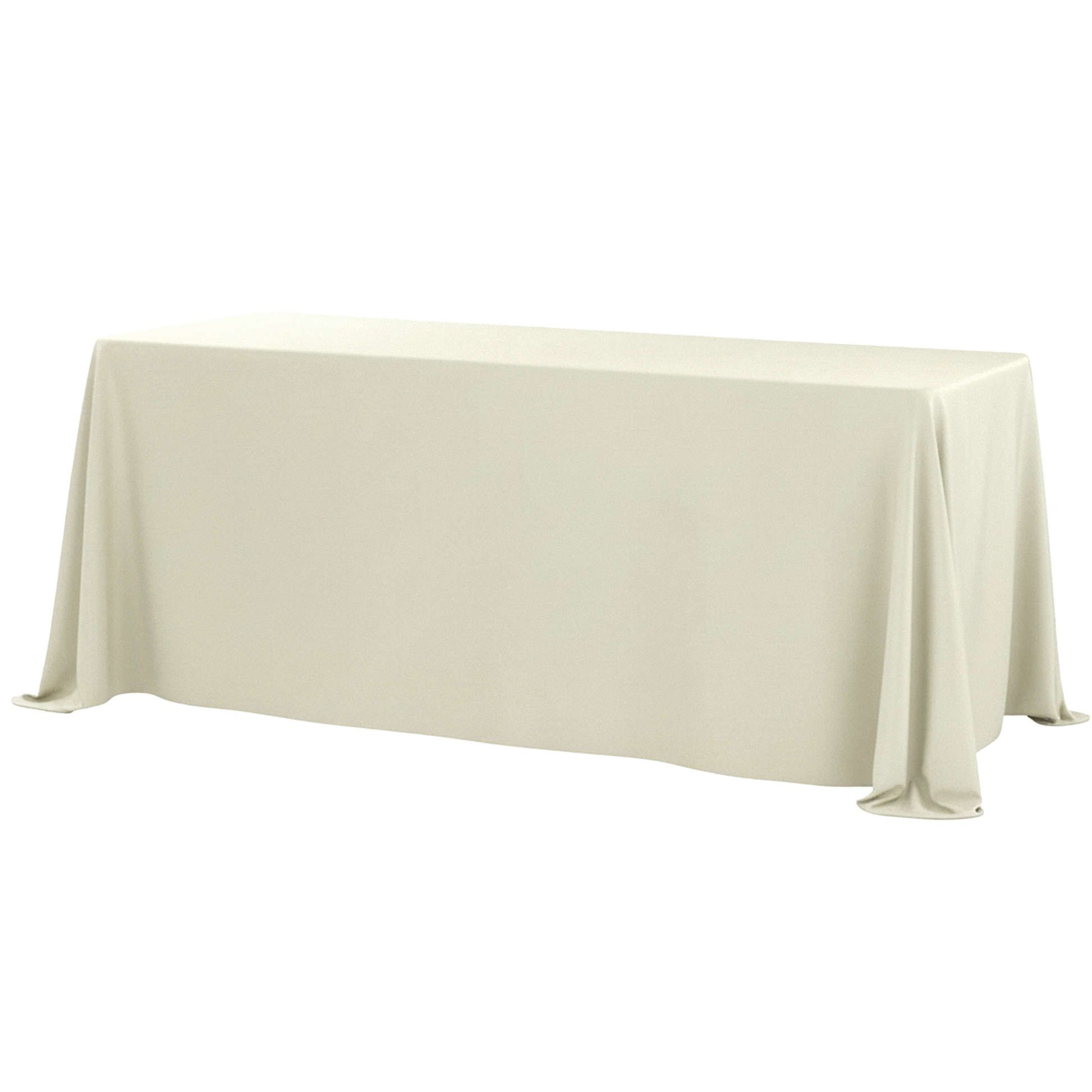 90"x156" Rectangular Premium Polyester Tablecloth (Square Corners) Light Ivory/Off White full view
