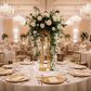 hotel wedding reception with Luxe Drum Table Centerpiece Stand - Gold