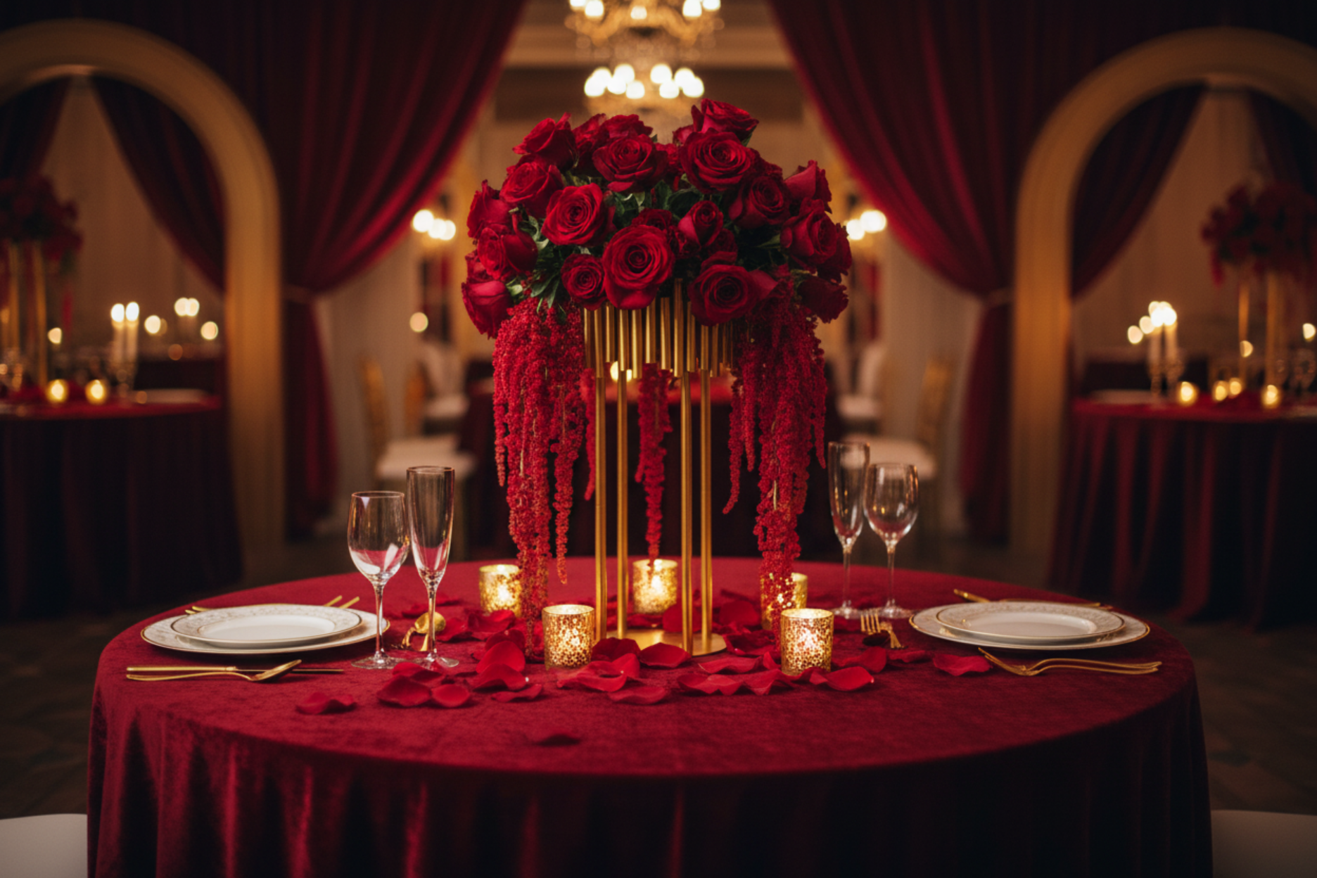 valentines fron setup with Luxe Drum Table Centerpiece Stand - Gold
