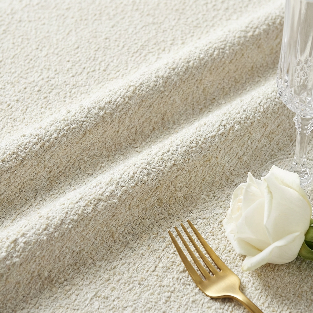 Luxury Boucle Beige fabric close up