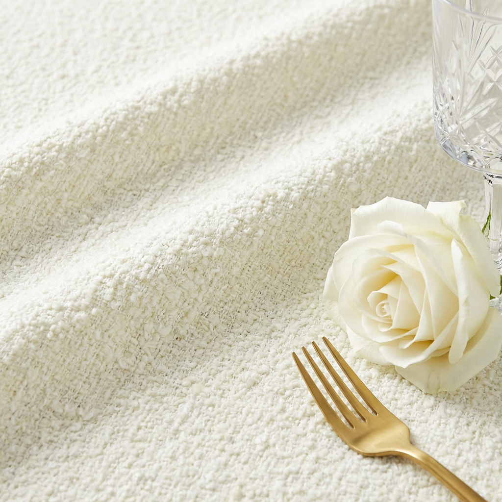 Luxury Boucle Ivory fabric close up