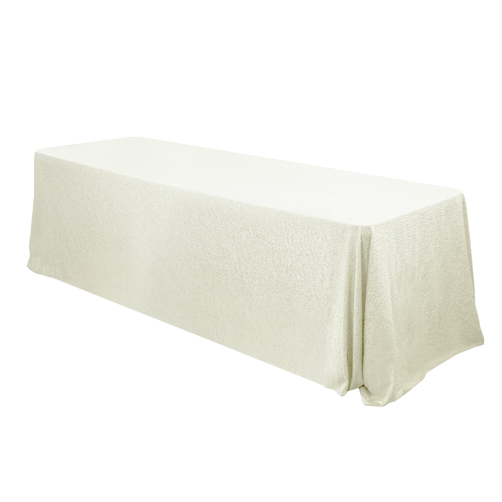 Luxury Boucle Rectangular Tablecloth Ivory angled view