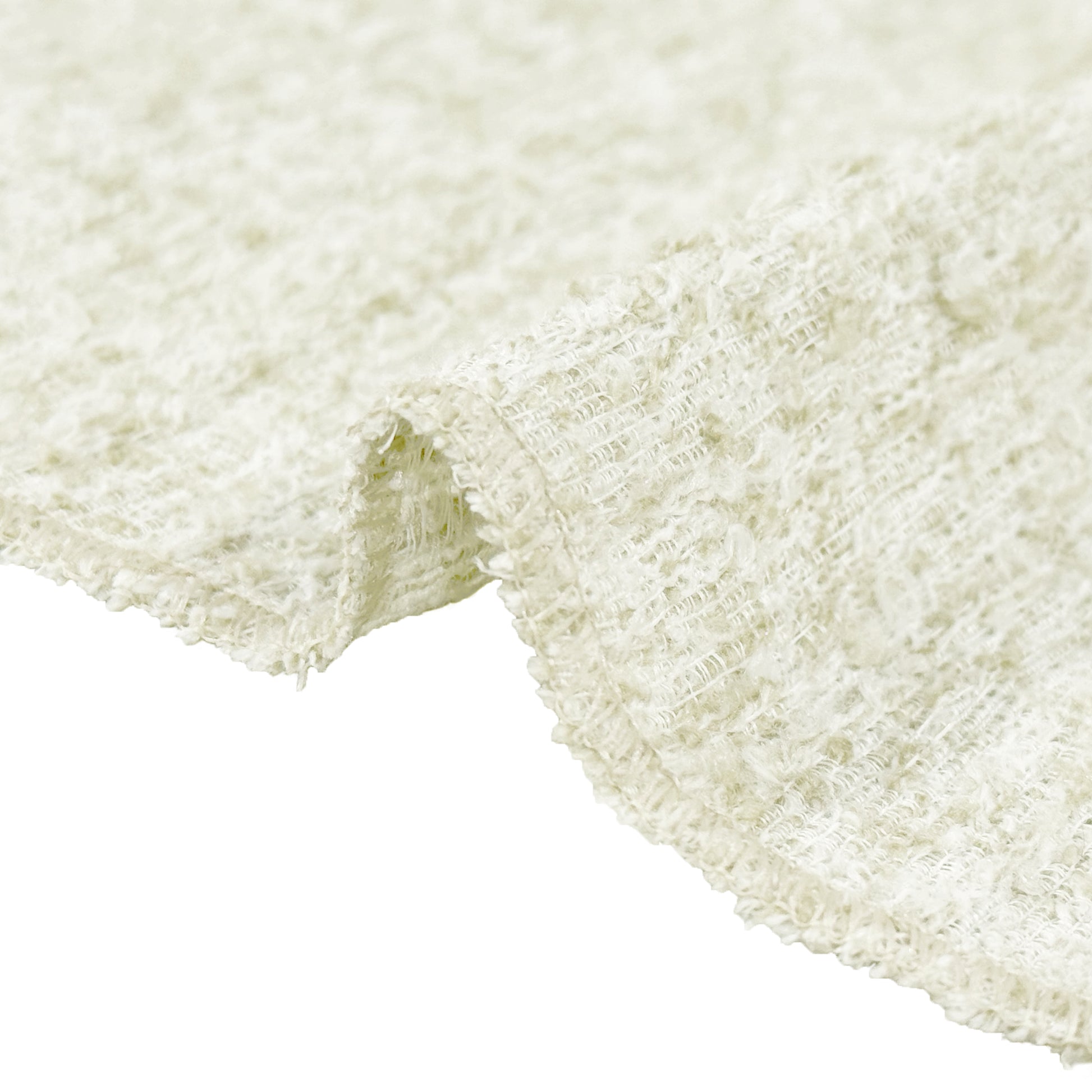 Luxury Boucle Rectangular Tablecloth Ivory serged edge finish