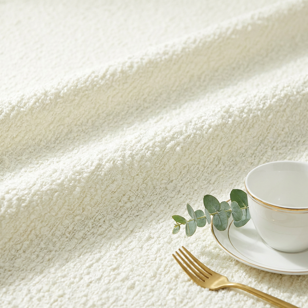 Luxury Boucle Ivory fabric close up