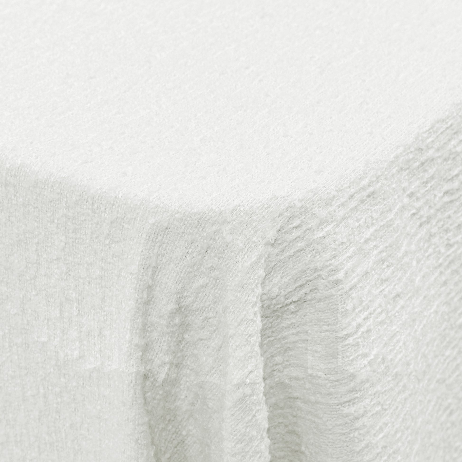 Luxury Boucle Rectangular Tablecloth - White close up