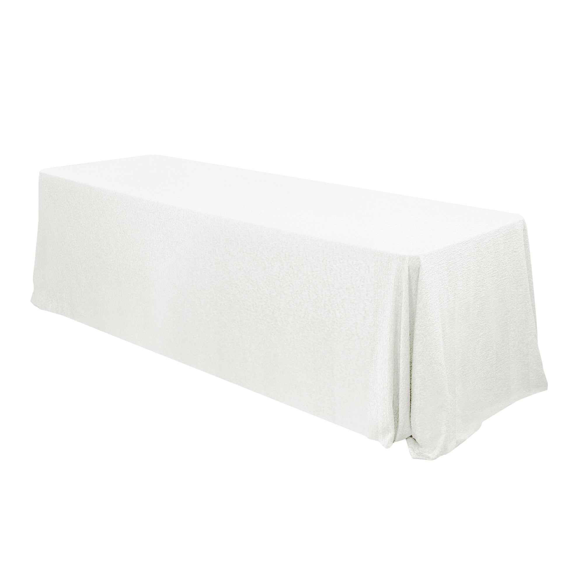 Luxury Boucle Rectangular Tablecloth - White angled view